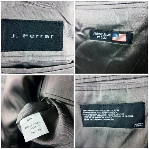 J Ferrar 40L 3 Button Light Brown Birdseye Suit Blazer - Picture 8 of 11